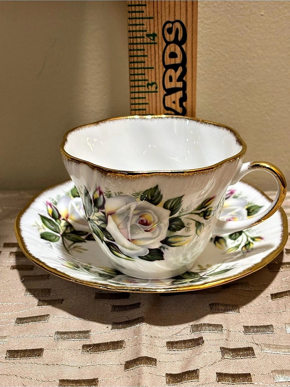 Golden Crown Devon Roses Floral Bone China Teacup & Saucer